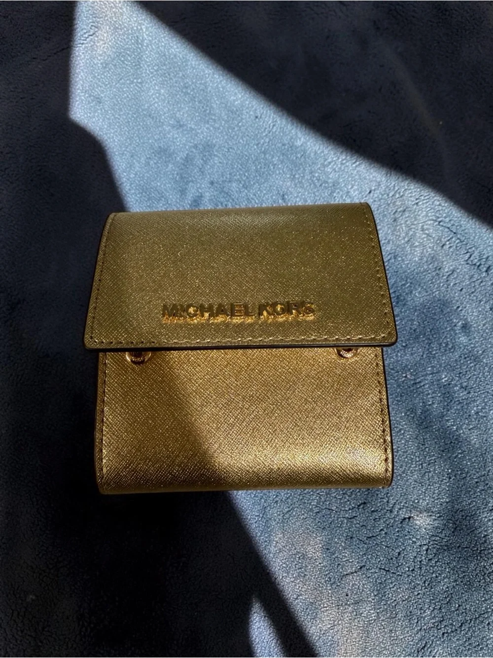 New Michael Kors Jet Set Travel Gold Small Trifold Card Case Wallet